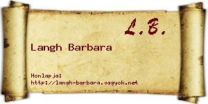 Langh Barbara névjegykártya